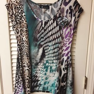 Cheetah SnakeSkin Grey Purple Blue Flowy Boho Top